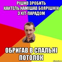 рішив зробить кактель,намішав боярішнік з хіт-парадом обригав в спальні потолок