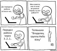 До передела района остался час.. Мне кажется, или то коты вступили в борьбу за этот район!?!? Передел района через 3..2..1.. Телвышка "Владелец группа:Hello Kitty"