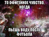 то офигенное чувство, когда пьёшь воду после футбола