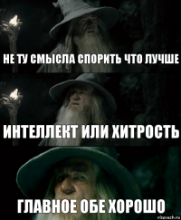 Не ту смысла спорить что лучше Интеллект или хитрость главное обе хорошо