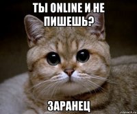 ты online и не пишешь? заранец