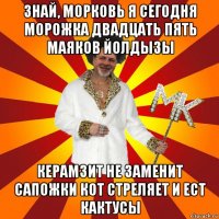 знай, морковь я сегодня морожка двадцать пять маяков йолдызы керамзит не заменит сапожки кот стреляет и ест кактусы