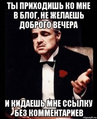 ты приходишь ко мне в блог, не желаешь доброго вечера и кидаешь мне ссылку без комментариев