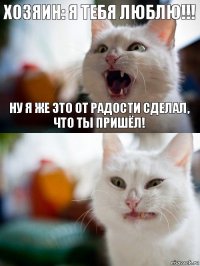 Хозяин: я тебя люблю!!! Ну я же это от радости сделал, что ты пришёл!