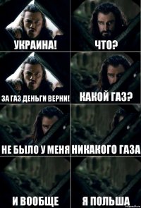 Украина! Что? За газ деньги верни! Какой газ? Не было у меня никакого газа И вообще Я Польша