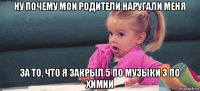 ну почему мои родители наругали меня за то, что я закрыл 5 по музыки 3 по химии