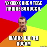 ухххххх яке у тебе пишне волосся, жалко шо під носом