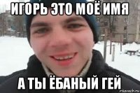 игорь это моё имя а ты ёбаный гей