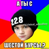 а ты с шестой бурсы.?