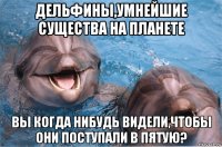 дельфины,умнейшие существа на планете вы когда нибудь видели,чтобы они поступали в пятую?