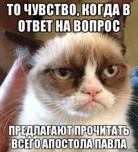 то чувство, когда в ответ на вопрос предлагают прочитать всего апостола павла