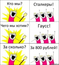 Кто мы? Сталкеры! Чего мы хотим? Гаусс! За сколько? За 800 рублей!