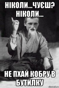 ніколи...чуєш? ніколи... не пхай кобру в бутилку