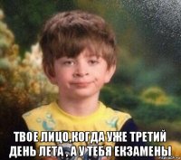  твое лицо,когда уже третий день лета , а у тебя екзамены