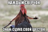 каждый сверчок знай, сцуко,свой шесток