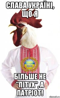слава україні, що я більше не "пітух", а патріот!