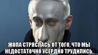  жопа стряслась от того, что мы недостаточно усердно трудились.