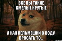 все вы такие смелые,крутые а как пельмешки в воду бросать то...