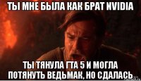 ты мне была как брат nvidia ты тянула гта 5 и могла потянуть ведьмак, но сдалась