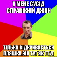 у мене сусід справжній джин тільки відкривається пляшка він тут як ттут