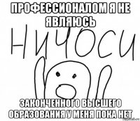 профессионалом я не являюсь законченного высшего образования у меня пока нет