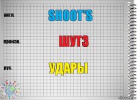 Shoot's Шутз Удары