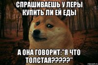 спрашиваешь у леры купить ли ей еды а она говорит:"я что толстая?????"