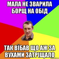 мала не зварила борщ на обід так вїбав що аж за вухами затріщало