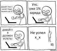 Давай! Уже 5 часов! Надо выжить до 6! Упс. уже 1% заряда ДАВАЙ!!! Я ДОЛЖЕН УСПЕТЬ! Не успел x_x