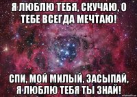 я люблю тебя, скучаю, о тебе всегда мечтаю! спи, мой милый, засыпай, я люблю тебя ты знай!