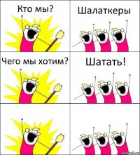 Кто мы? Шалаткеры Чего мы хотим? Шатать!  