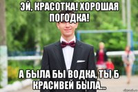 эй, красотка! хорошая погодка! а была бы водка, ты б красивей была...