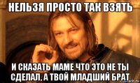 нельзя просто так взять и сказать маме что это не ты сделал, а твой младший брат