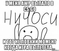 у меня awp выпало в cs:go и тот не ловкий момент когда игра вылетела...