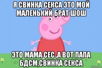 я свинка секса это мой маленький брат шош это мама сес ,а вот папа бдсм,свинка секса