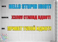 Hello stupid idiot! Хэлоу стапид идиот! Привет тупой идиот!