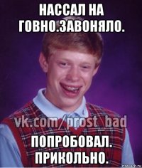 нассал на говно.завоняло. попробовал. прикольно.