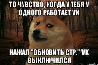 то чувство, когда у тебя у одного работает vk нажал "обновить стр." vk выключился