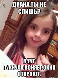 диана,ты не спишь? я тут пукнула.воняет.окно откроют.