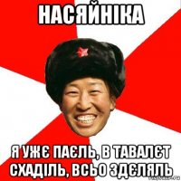 насяйніка я ужє паєль, в тавалєт схаділь, всьо здєляль