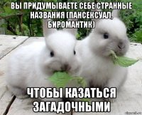 вы придумываете себе странные названия (пансексуал, биромантик) чтобы казаться загадочными