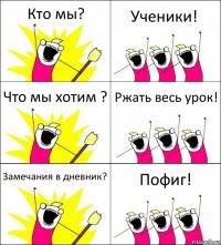 Кто мы? Ученики! Что мы хотим ? Ржать весь урок! Замечания в дневник? Пофиг!