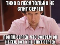 тихо в лесу только не спит сергей понял сергей, что совсем он не гей, вот и не спит сергей