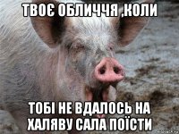 твоє обличчя ,коли тобі не вдалось на халяву сала поїсти