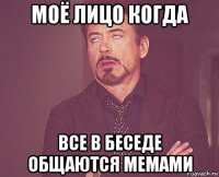 моё лицо когда все в беседе общаются мемами