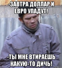 -завтра доллар и евро упадут! -ты мне втираешь какую-то дичь!