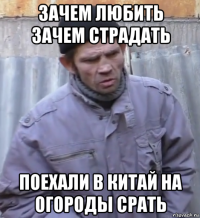 зачем любить зачем страдать поехали в китай на огороды срать