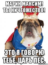 марин максим! ты ничтожество! это я говорю тебе, царь пес.