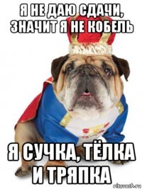 я не даю сдачи, значит я не кобель я сучка, тёлка и тряпка