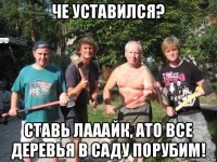 че уставился? ставь лааайк, ато все деревья в саду порубим!